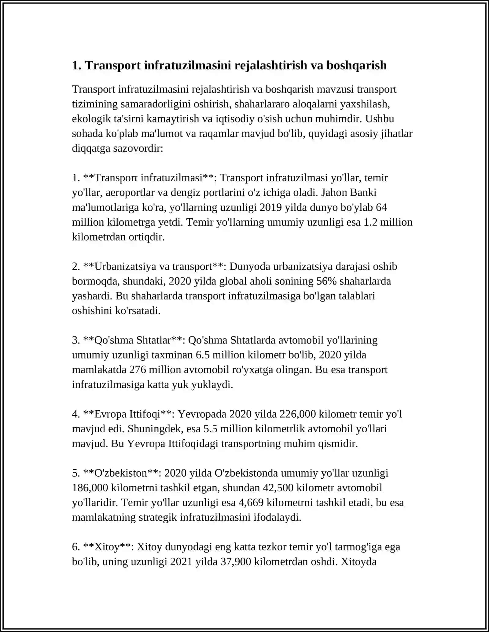 TRANSPORT BILAN TA'MINLANGANLIK VA TRANSPORT FAOLIYATINI BOSHQARISH TIZIMI 4