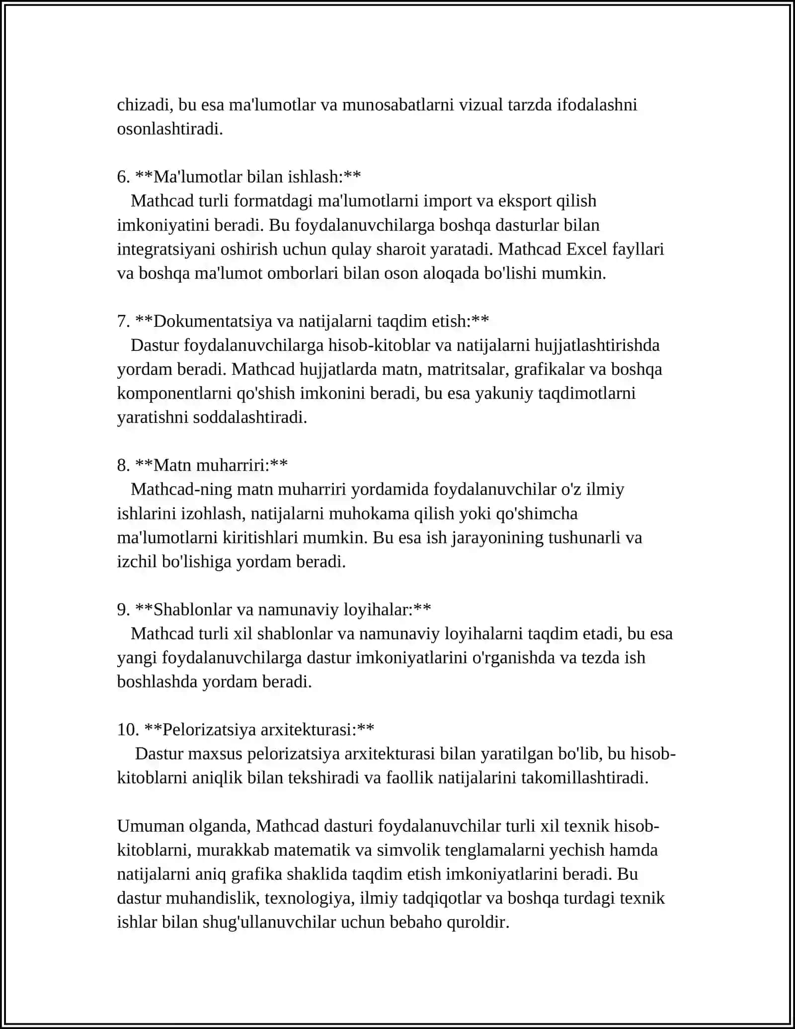 MATHCAD AMALIY DASTURI IMKONIYATLARI VA UNDA ISHLASH ASOSLARI 4
