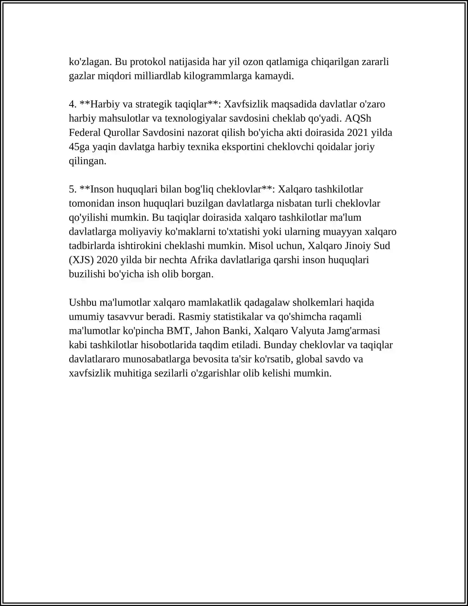 ULIWMA MAMLEKETLIK QADAGALAW SHOLKEMLERI HAM OLARDIN FINANSLIQ QADAGALAW SHOLKEMLERI 4