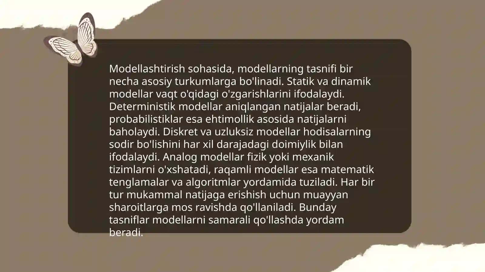 Modellarni tuzishning asosiy xossalari 4