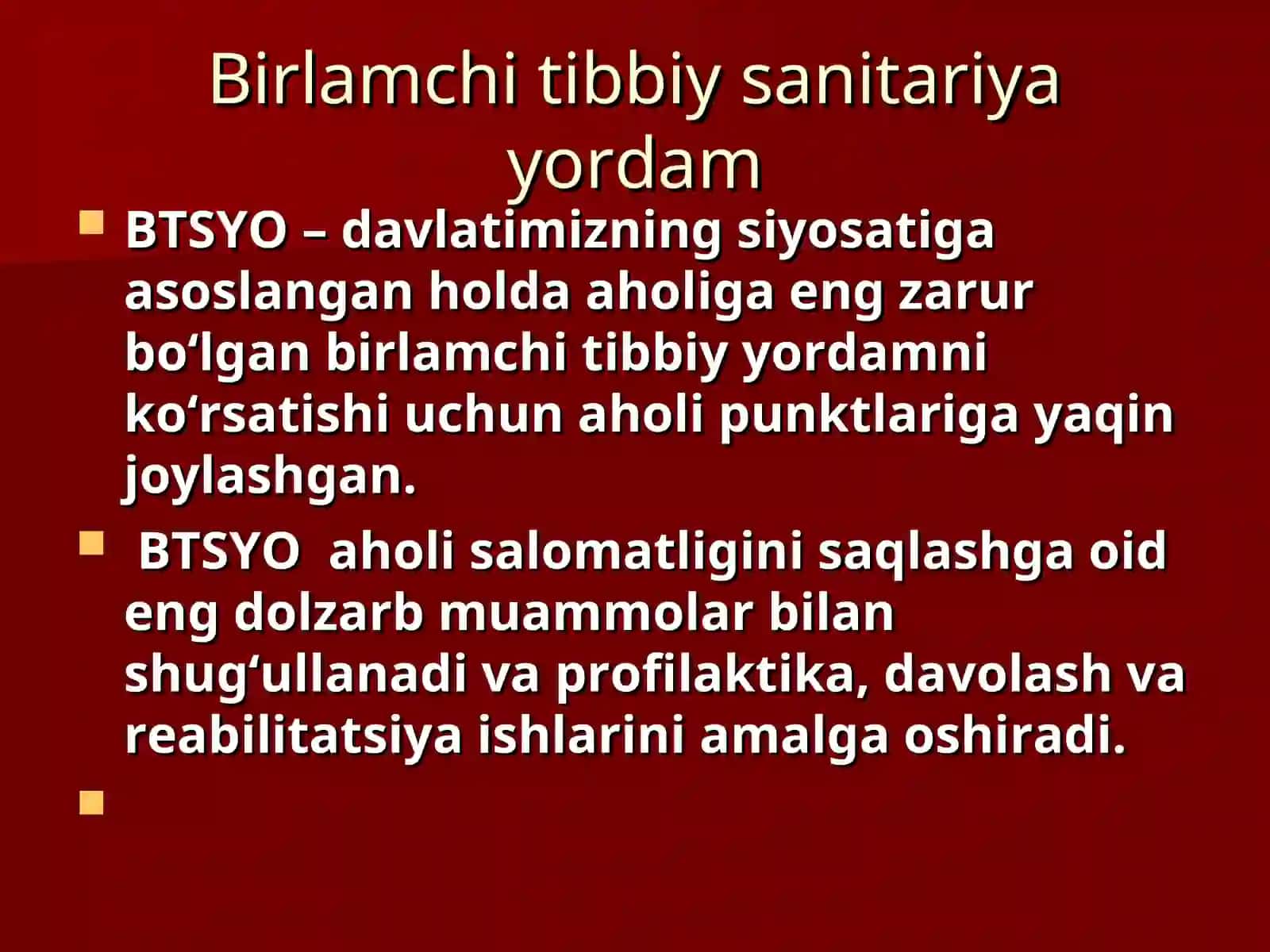 Aholiga birlamchi tibbiy sanitariya yordamni tashkil etish 4