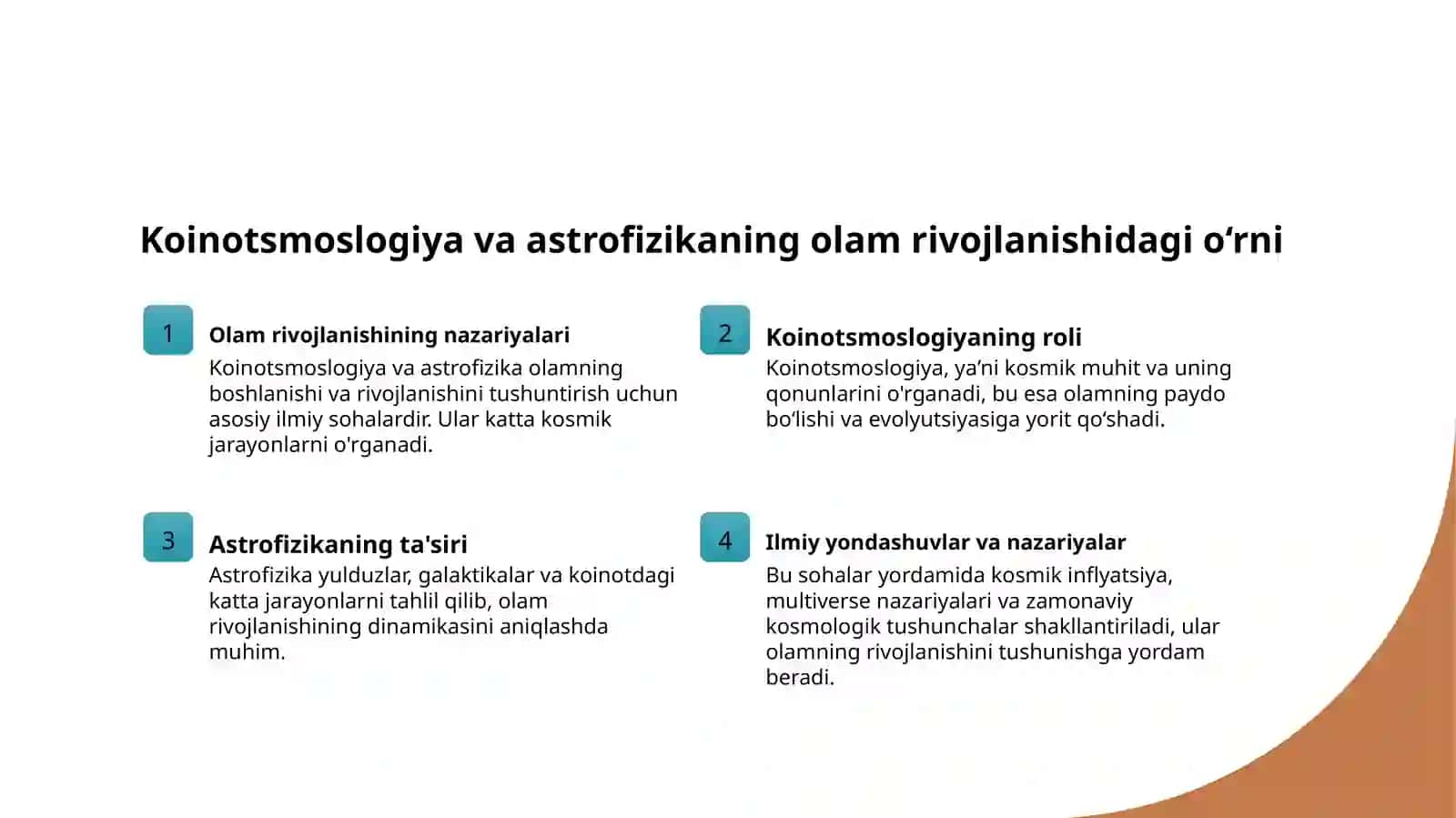 Nazariyalar bilan Olamning Paydo bo'lishi 4