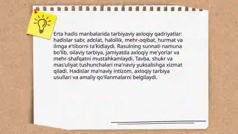 Eng qadimgi yozma yodgorliklarda ta'lim-tarbiya masalalari hadis ilmi 4