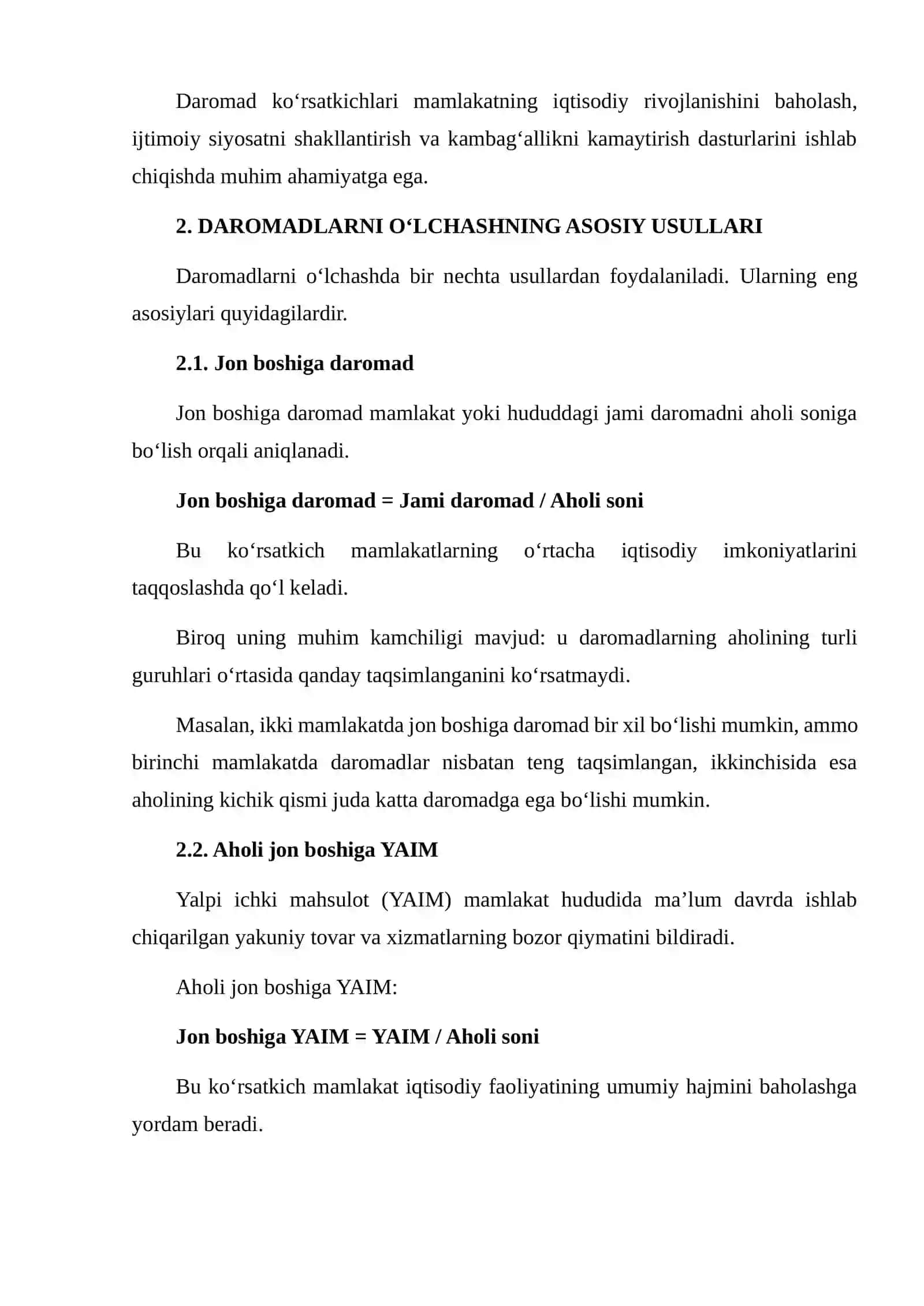 RIVOJLANISH IQTISODIYOTIDA DAROMADLARNI O‘LCHASH USULLARI BO‘YICHA MA’LUMOTLARNI TO‘PLASH VA TAHLIL QILISH 4