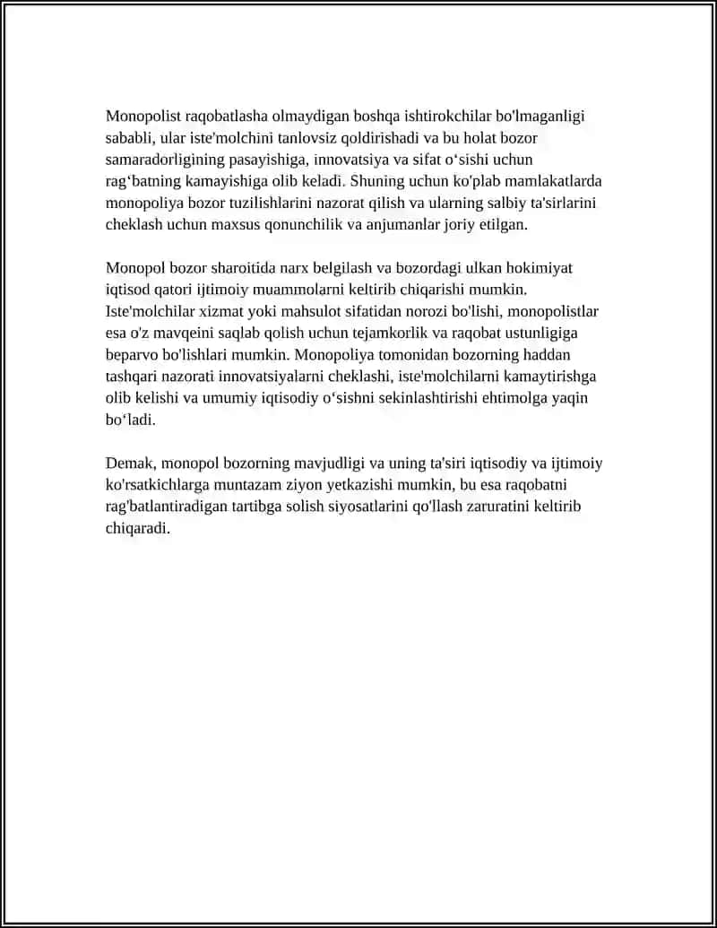 RAQOBATLASHMAGAN BOZOR SHAROITIDA MONOPOL NARX BELGILASH VA BOZOR HOKIMYATI 4