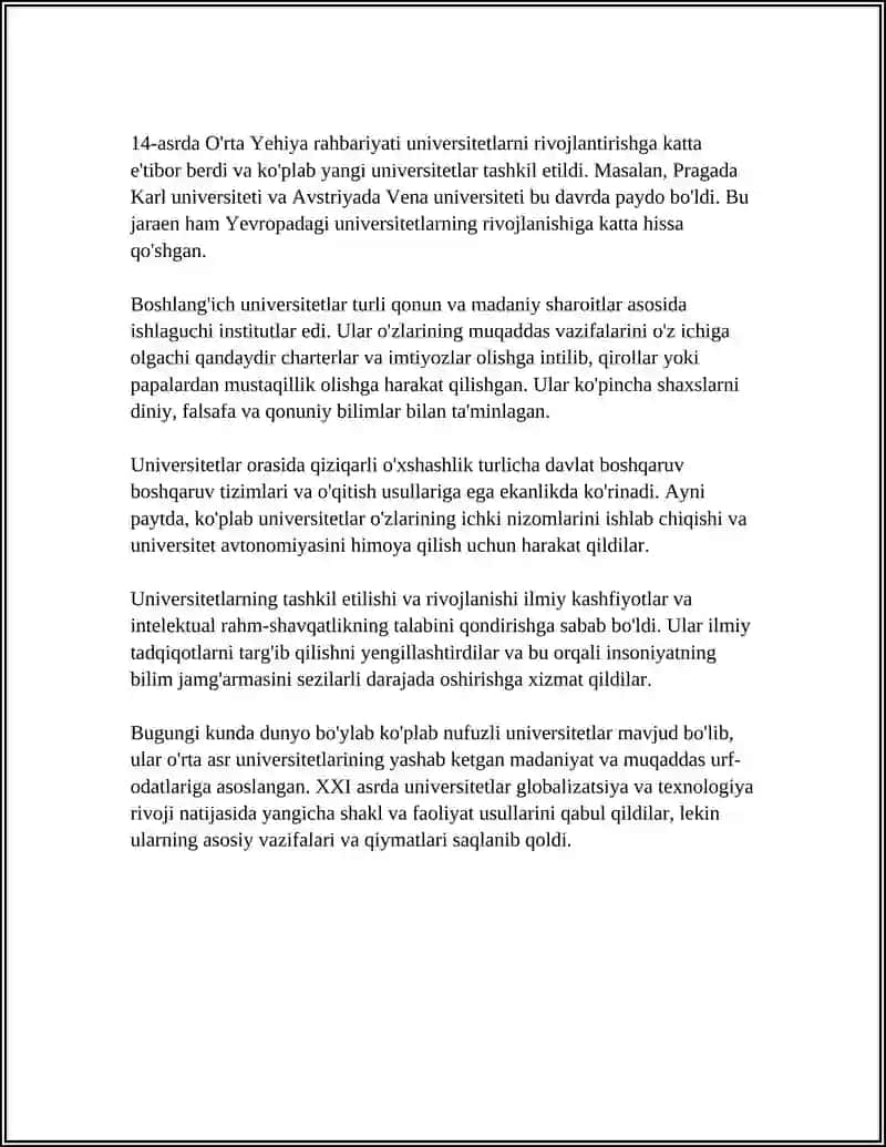 DUNYONING MASHHUR UNIVERSITETLARIDAN BIRI HAQIDA REFERAT TAYYORLASH 4