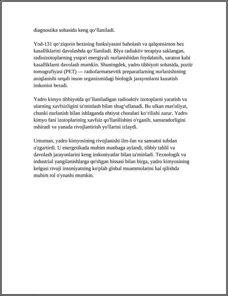 Yadro kimyosi va uning tibbiyotdagi ahamiyati 4