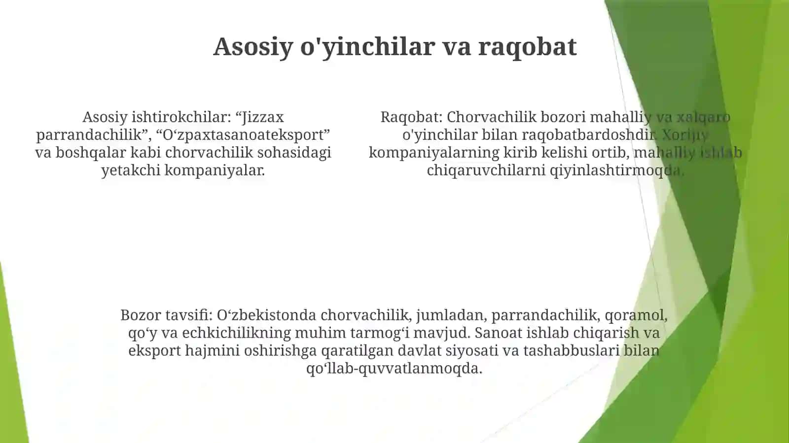 Chorvachilik Tarmoqlariga Tavsif 4
