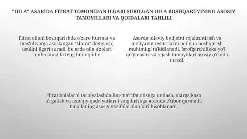 Fitratning "Oila yoki uni boshqarish tartiblari" asari 4