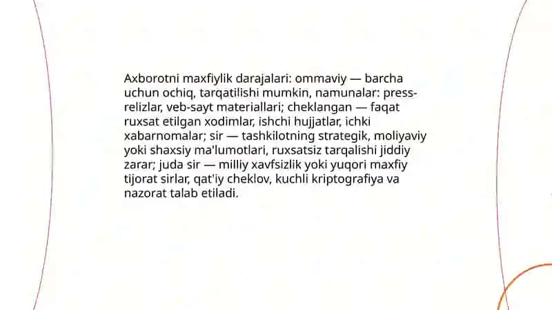 Axborotni maxfiylik darajasiga qarab toifalash 4