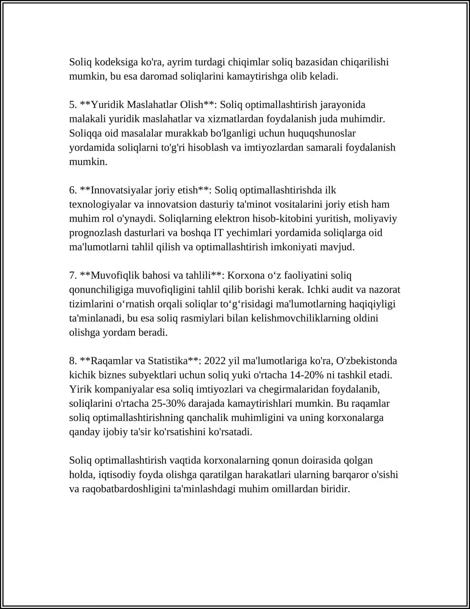 KORXONALAR FAOLIYATIDA SOLIG OPTIMALLASHTIRISH VA SOLIG REJALASHTIRISH MEXANIZMLARI 4
