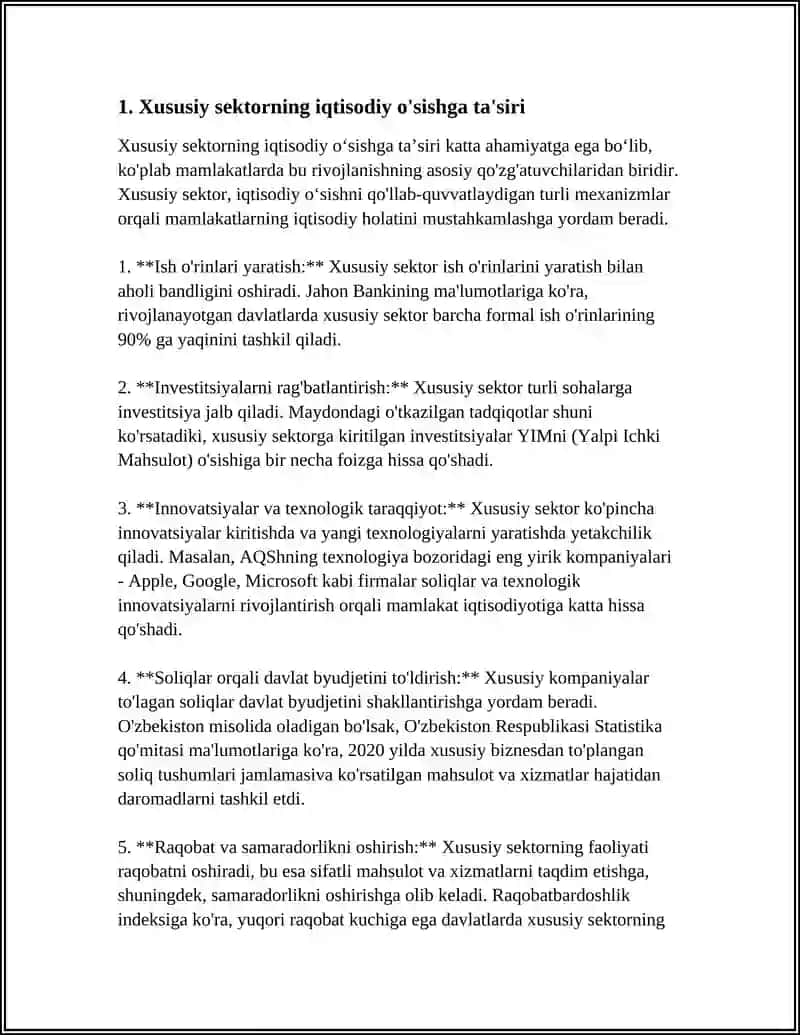Xususiy Tarmoq va Tadbirkorlikning Iqtisodiyoti 4