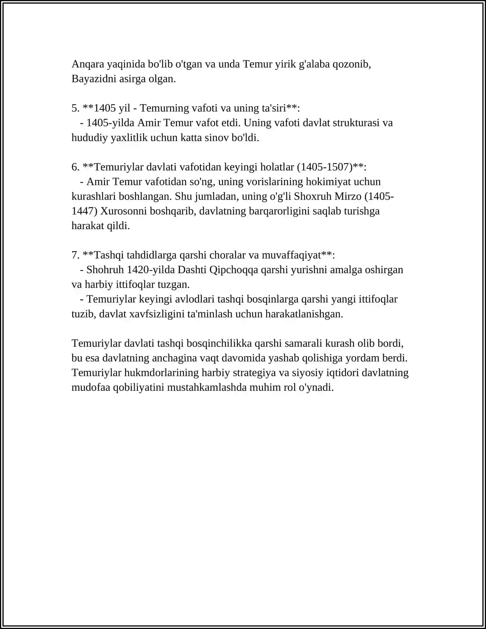 TEMURIYLAR DAVLATINING INQIROZI VA UNING OQIBATLARI 4