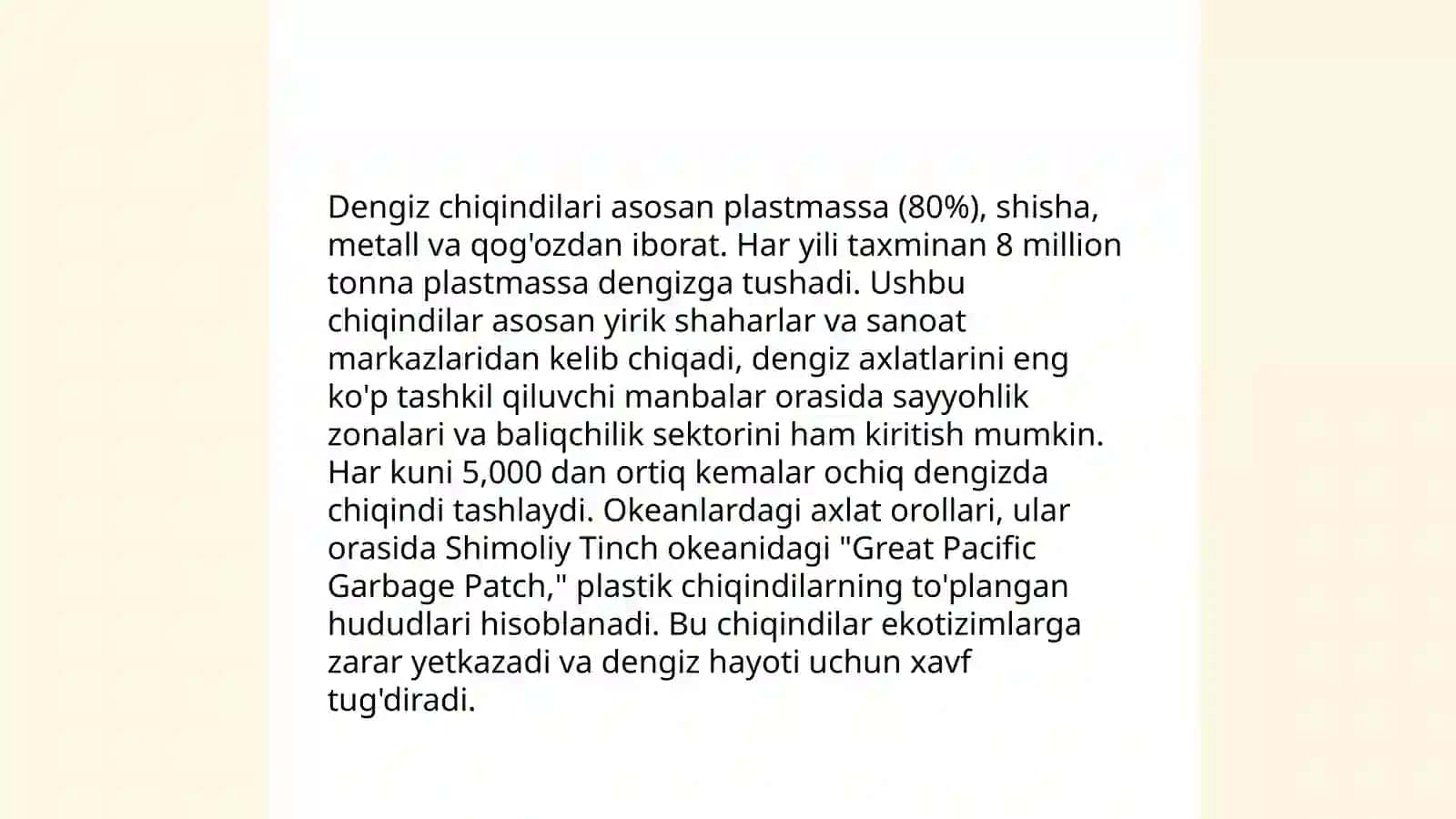 Dunyo okeanlaridagi chiqindilar muammosi 4