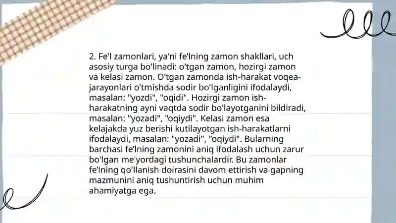 Fe'lni oʻrganishda izchillik 4