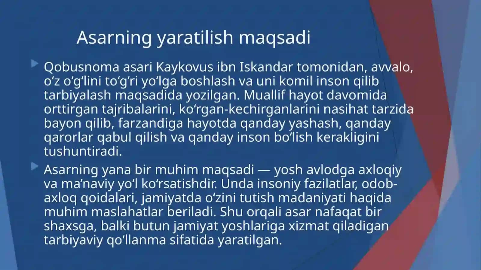 Kaykovusning“Qobusnoma”asariningtarbiyaviyahamiyati 4