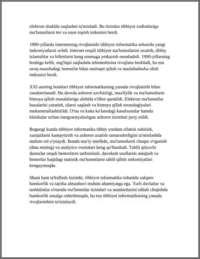 TIBBIYOTDA INFORMATIKANING URNI 4