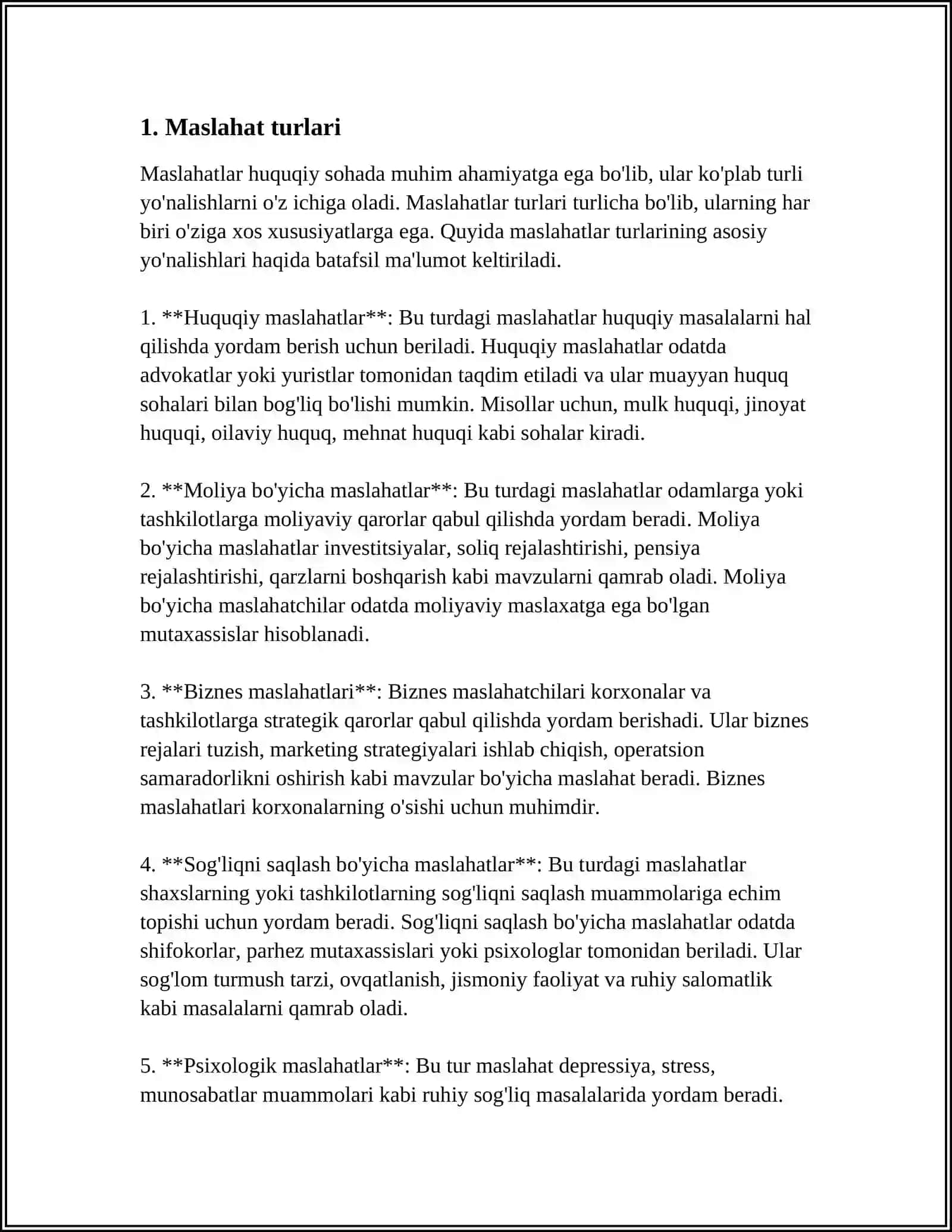 MASLAHAT TURLARI, QOIDALARI, MASLAXAT BERISH KO’NIKMALARI. KOMMUNIKATSION TO’SIQLAR 4
