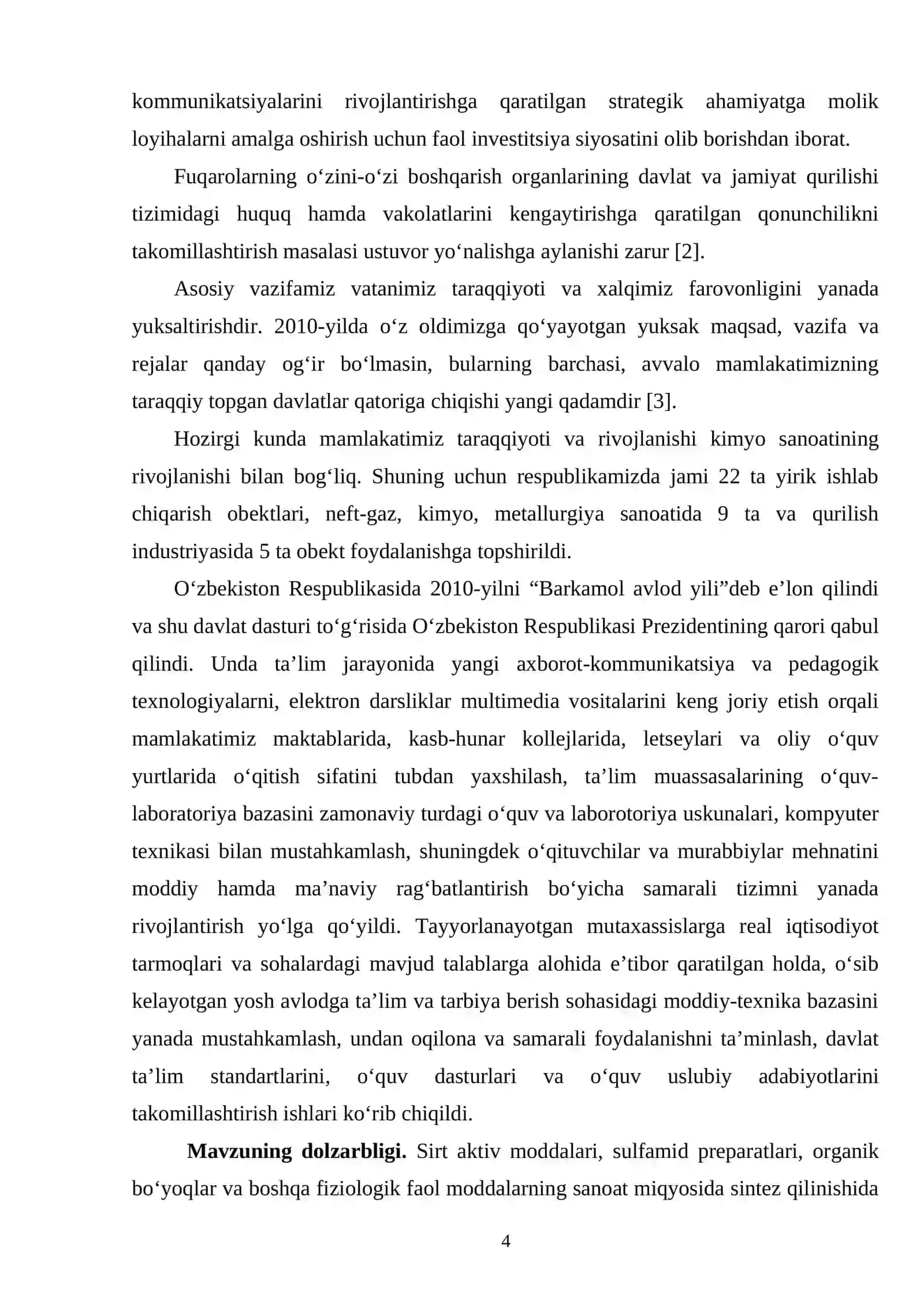 2,4-dioksoхinazоlinlarni хlоrsulfоn kislоtasi bilan reaksiyalarini o‘rganish 4