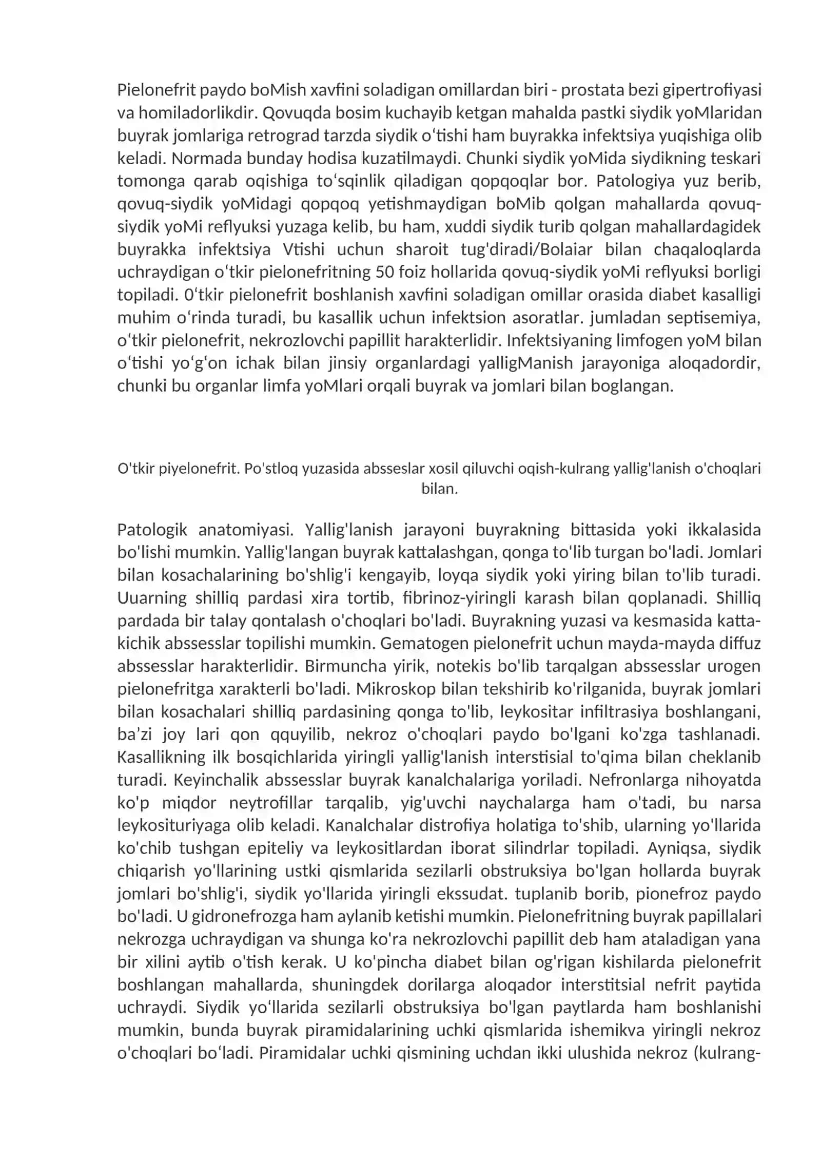 Buyraklarning tubulointerstisial kasalliklari. Buyraklar о‘samalari 4