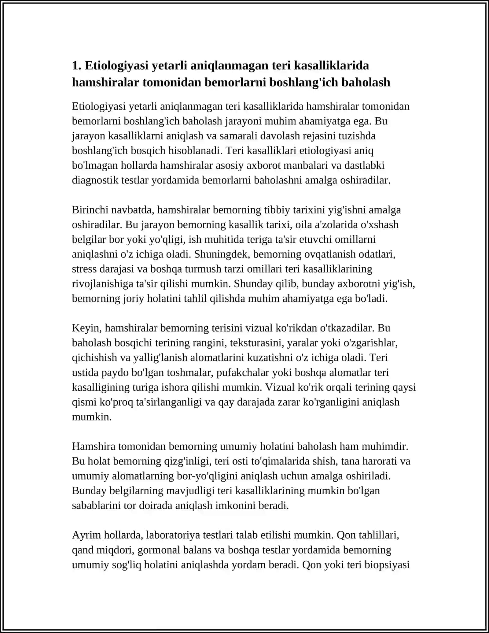 ETIOLOGIYASI YETARLI ANIQLANMAGAN TERI KASALLIKLARIDA HAMSHIRALIK PARVARISHI 4