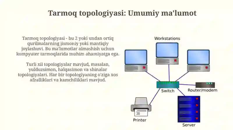 Kompyuter tarmoqlari.Tarmoq topologiyasi 4