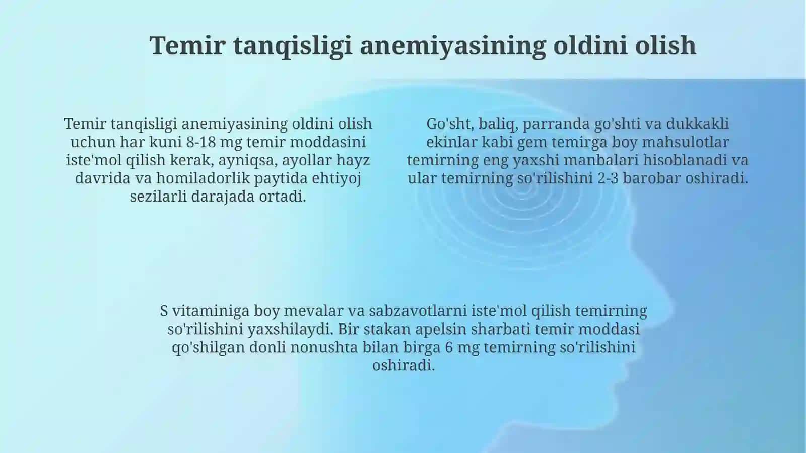 Anemiyaning oldini olish yo'llari 4