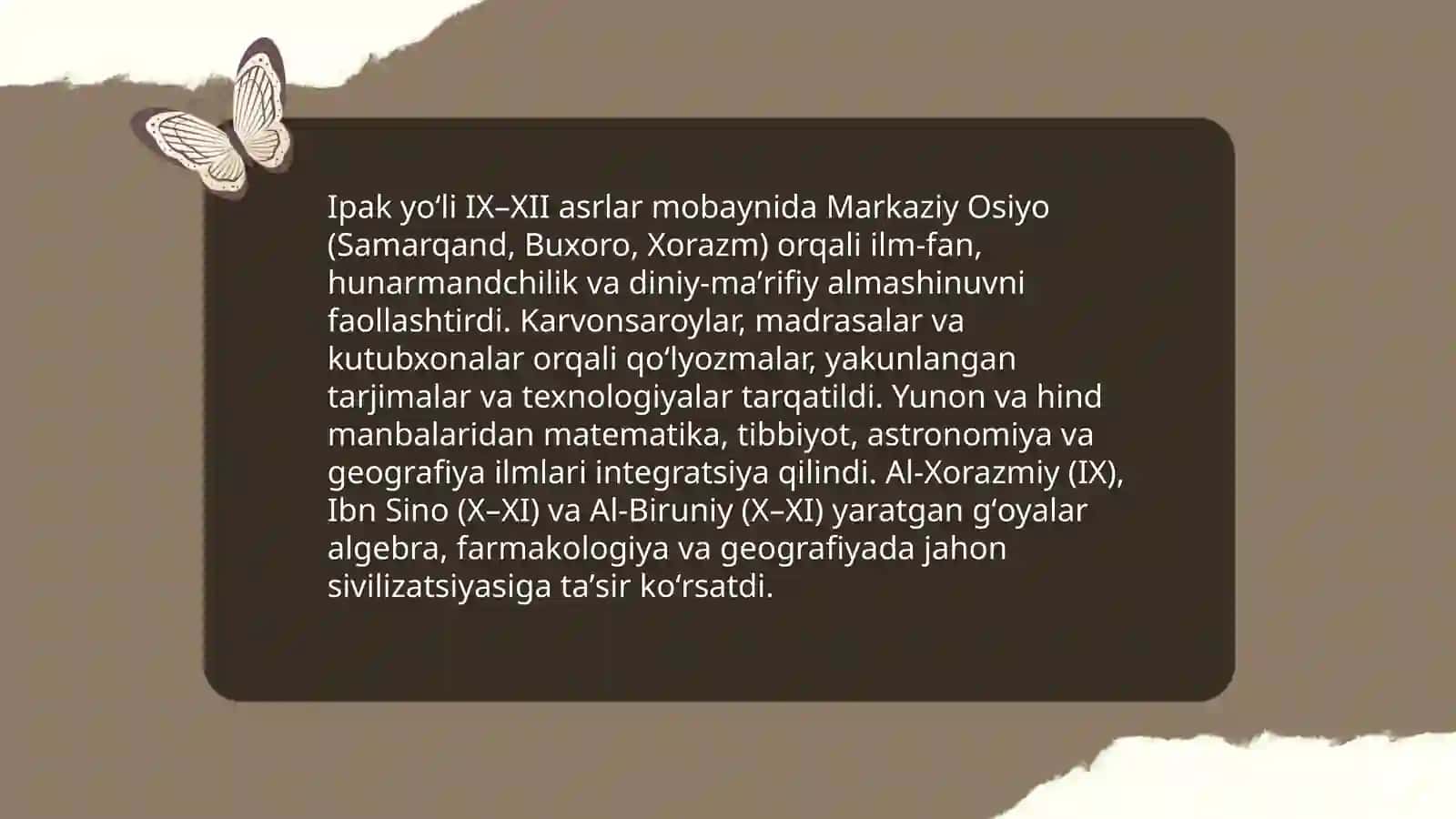 IX XII asrlarda mamlakatimiz hududida roʻy bergan madaniy uygʻonish (Renessans) 4
