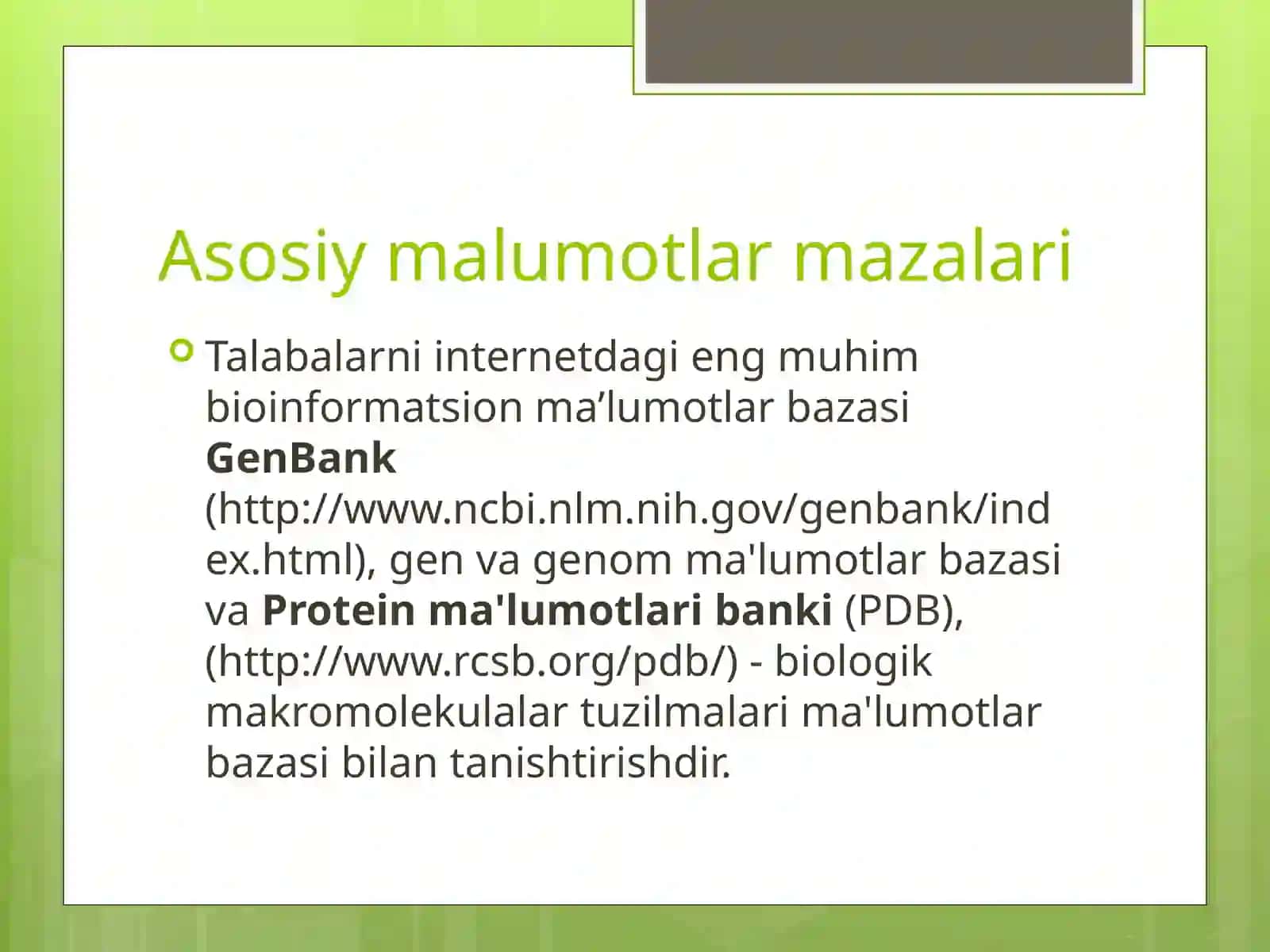 Zamonaviy bioinformatsion malumotlar bazalari 4