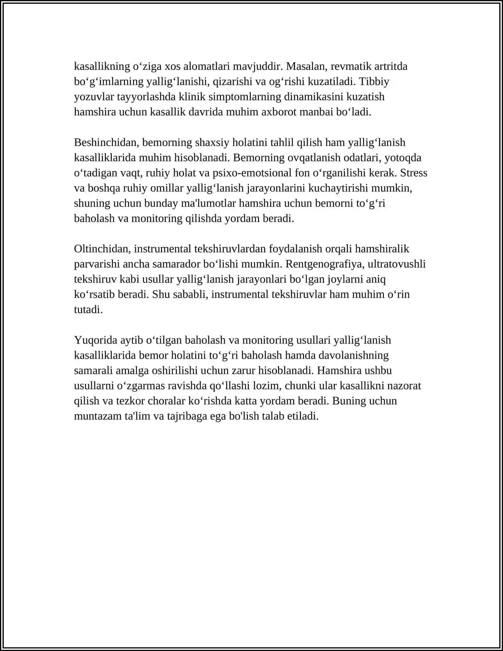 YALLIGʻLANISH KASALLIKLARDA HAMSHIRALIK PARVARISHI 4