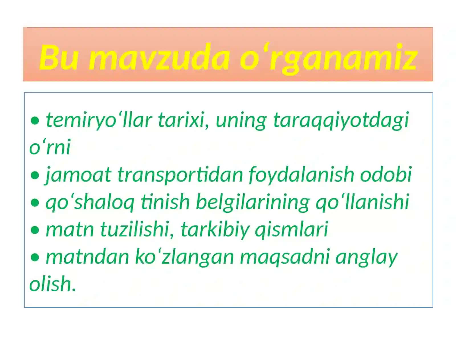 Temiryoʻllar.Tasviriymatn. Transport.Yoʻlharakati 4