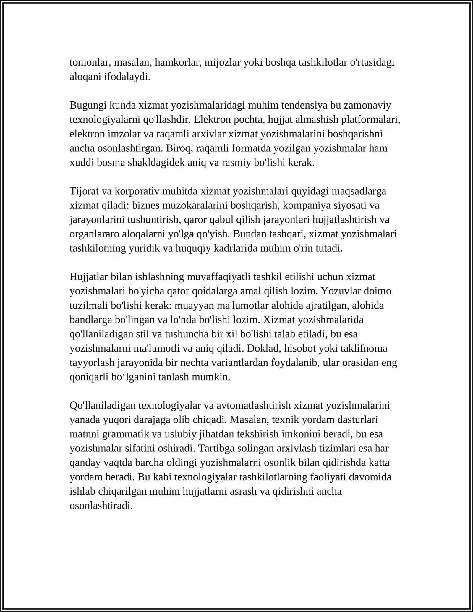 XIZMAT YOZISHMALARI VA ULARNI RASMIYLASHTIRISH 4