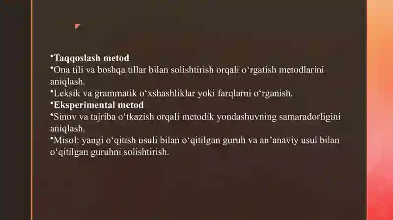 ONA TILI O'QITISH METODIKASINING ILMIY-TADQIQOT METODLARI HAQIDA METODIST OLIMLARNING ILMIY QARASHLARI TAHLILI 4