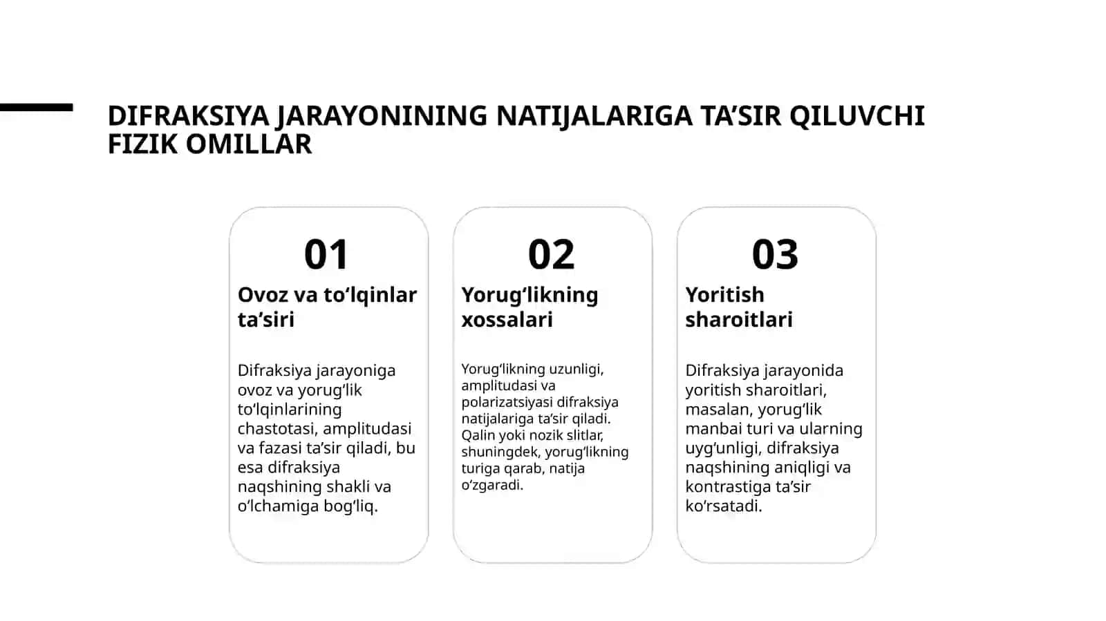 Yakka tirqish va chrondagi difraksiya Difraksion panjara Yoruglikning dispensiyasi 4