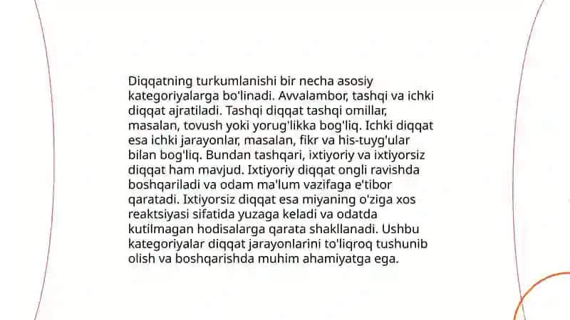 Diqqatning funksiyalari, turlari, asosiy xususiyatlari 4
