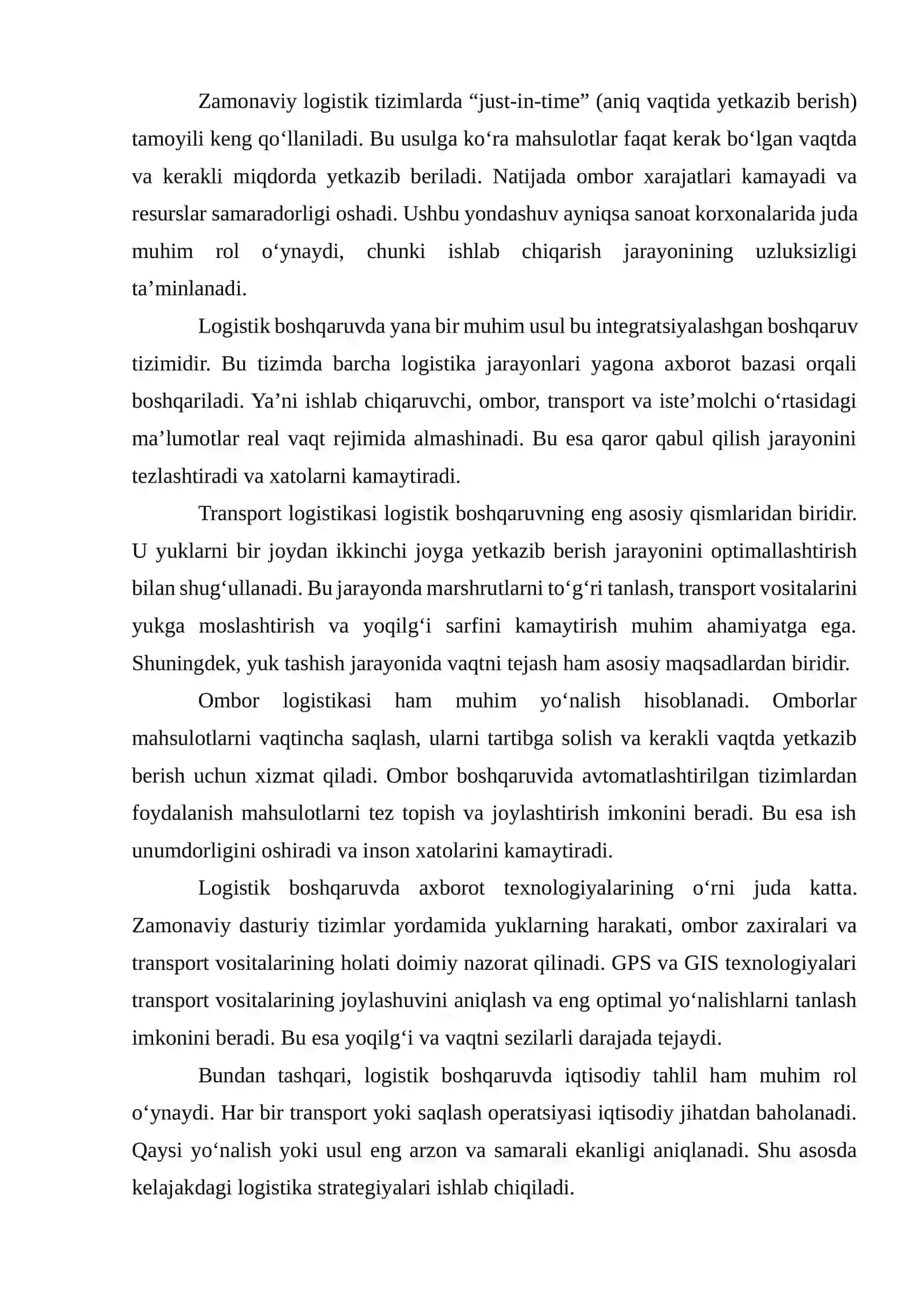 Transport jarayonlarini boshqaruv usullari 4