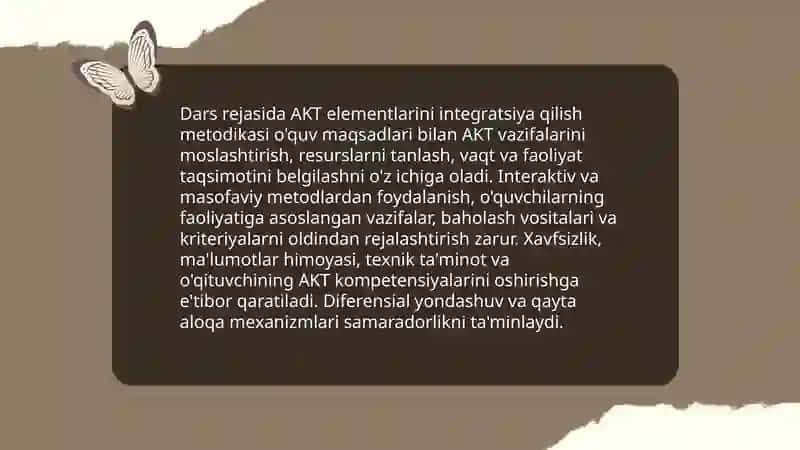 Axborot texnologiyalarini mashgʻulotlarda qoʻllash metodikasi Umbarova Dilnura 4