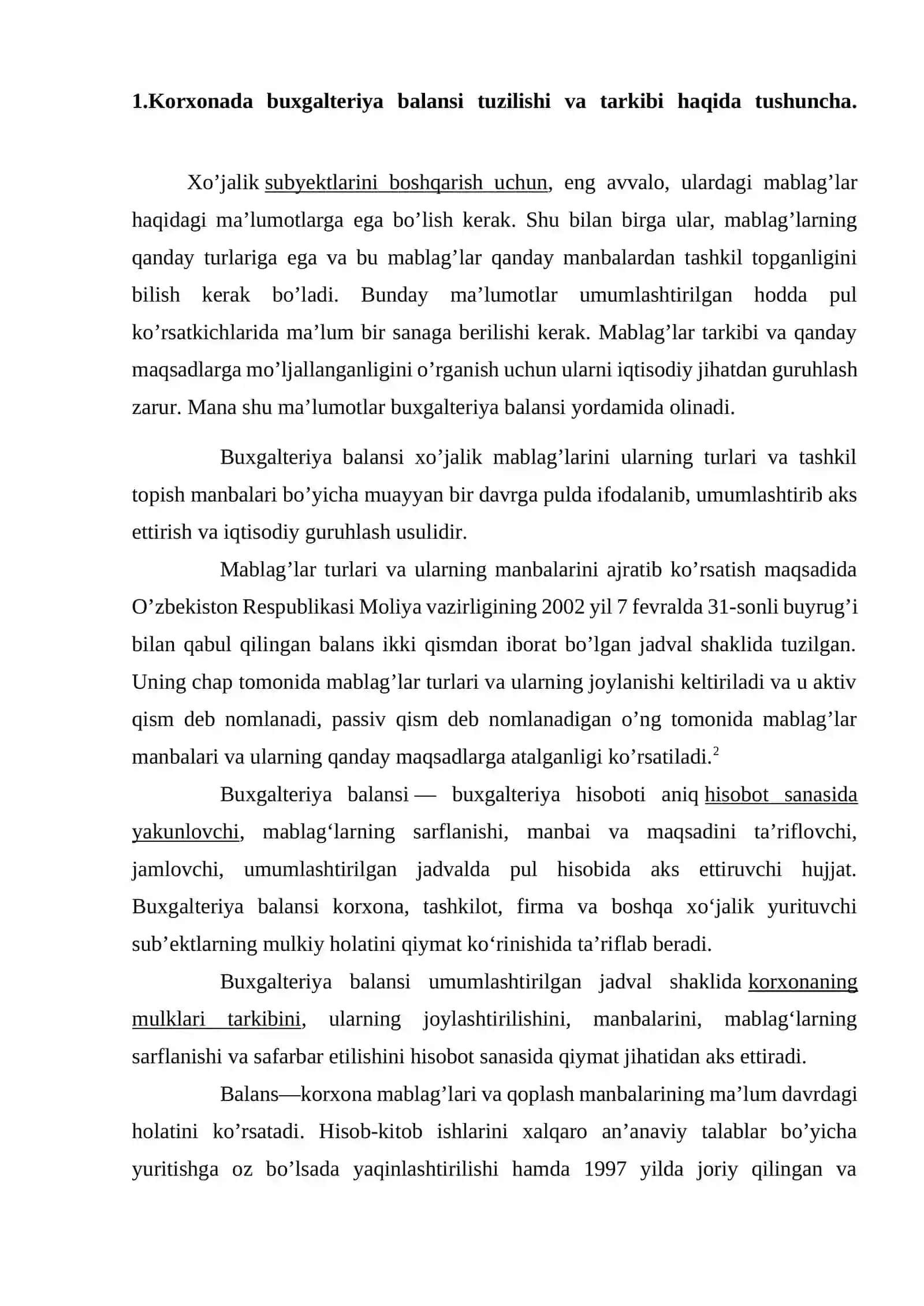 Likvidlilik ko’rsatkichlari. Balans likvidliligini tahlili 4