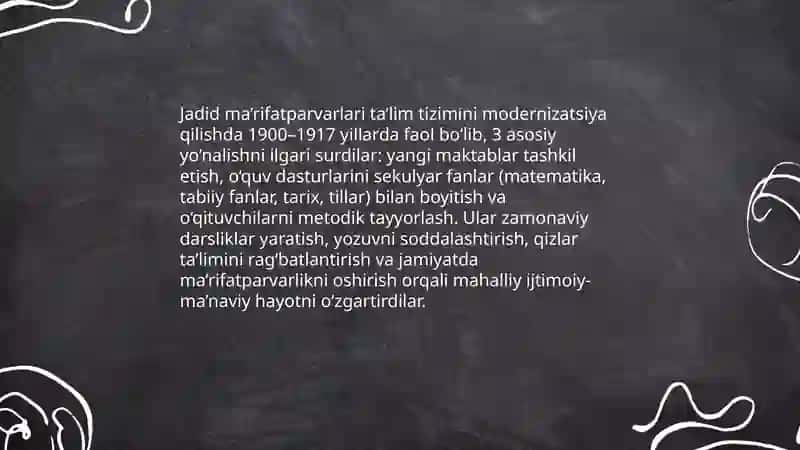 Jadid ma’rifatparvarlarining o’lka ijtimoiy ma’naviy hayotida tutgan o’rni 4