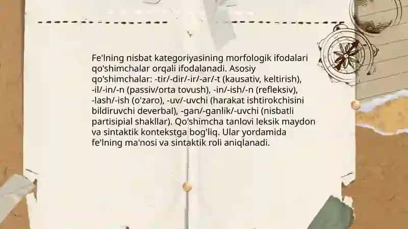 Fe'lning nisbat kategoriyasi 4