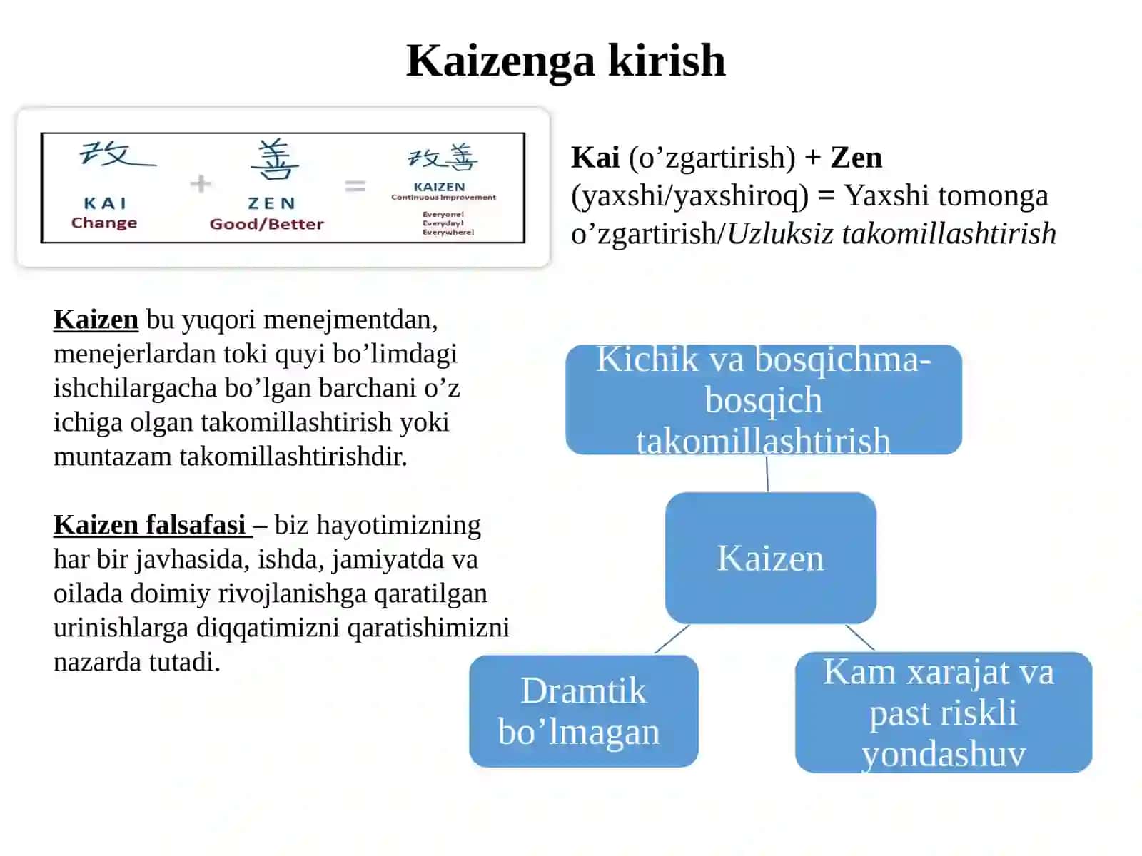 Uzluksiztakomillashtirish(Kaizen) 4