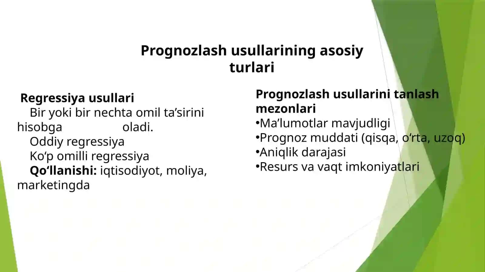 Prognozlash usullari va Ma’lumotlar konchiligiga kirish 4