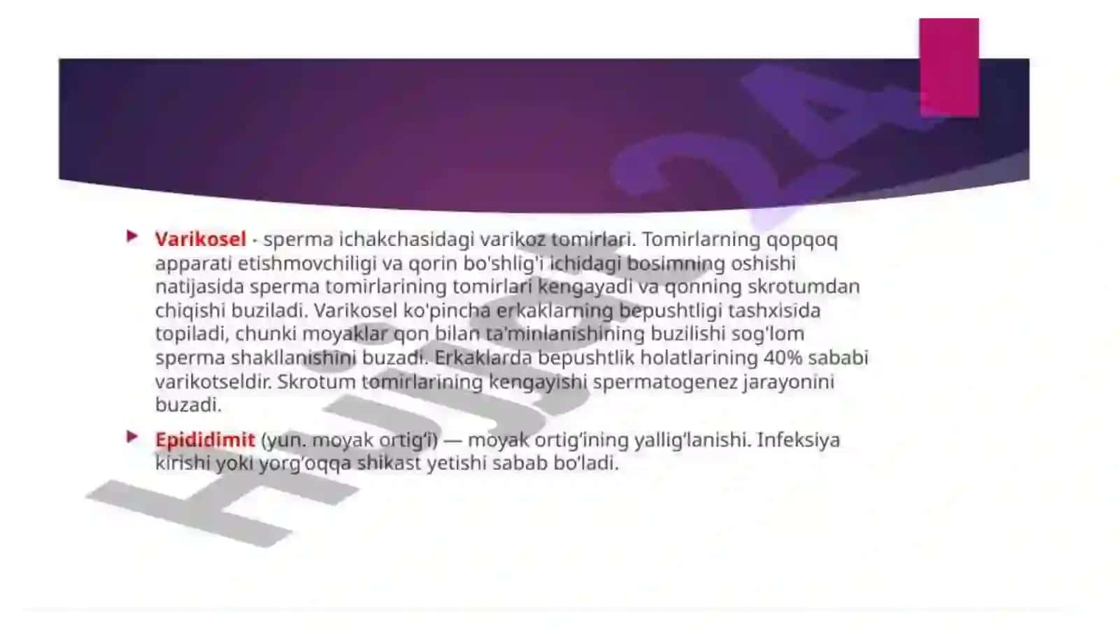 Ayollar va erkaklar reproduktiv a'zolar kasalliklari 4