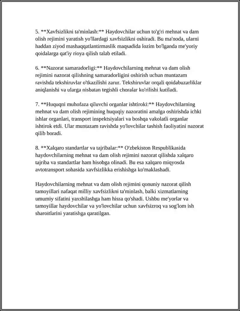 HAYDOVCHILAR MEHNAT VA DAM OLISH REJIMINI NAZORAT QILISH TARTIBI 4