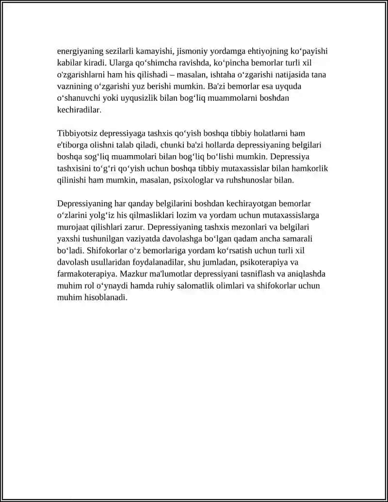Depressiya: klinik belgilar va tashxis mezonlari 4