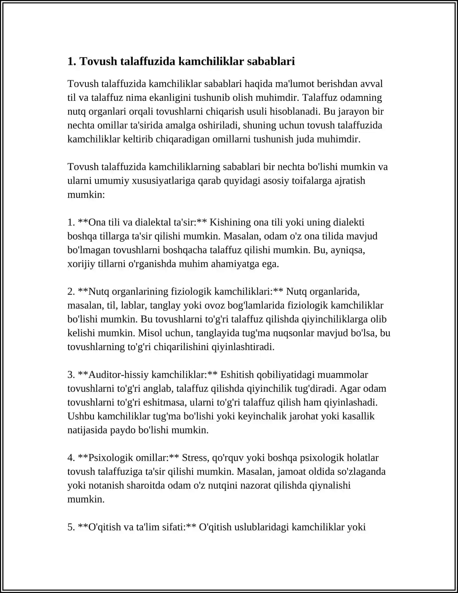 REFARAT: TOVUSHLAR TALAFFUZIDA KAMCHILIGI BOLGAN BOLALARNING PSIXOLOGIK XUSUSIYATLARI ULARNI TEKSHIRISH VA KORREKSIYALASH 4