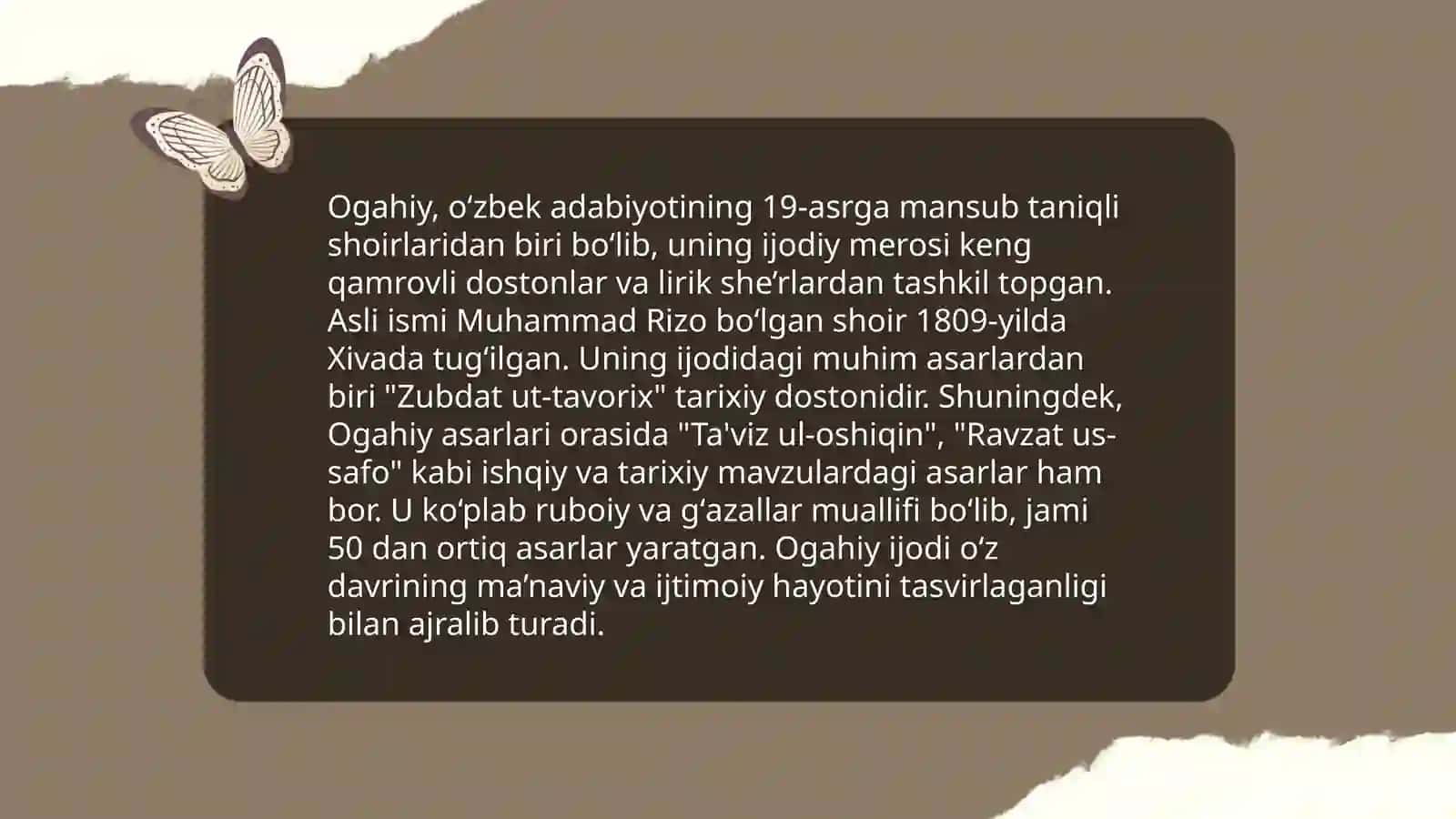 Ogahiy va ijodi va uning "shohidi iqbol" asari 4