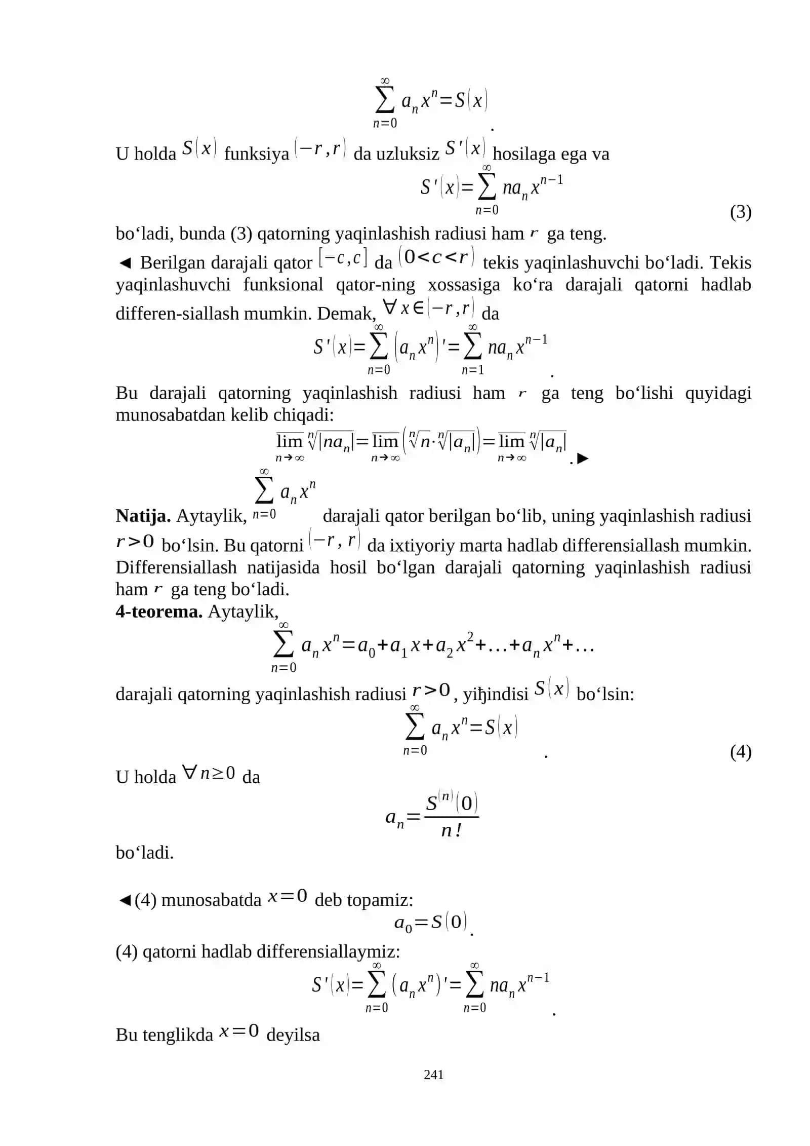 Darajali qatorning tekis yaqinlashishi 4