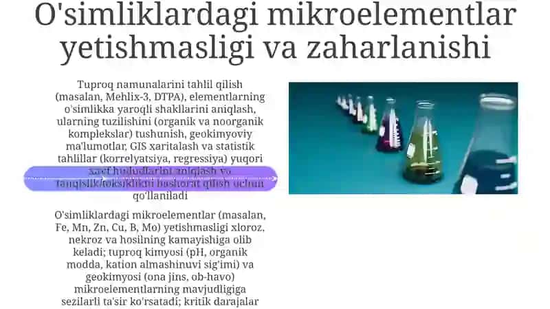 Tuproq mikroelementlari kimyosi va geokimyosini o'rganish 4