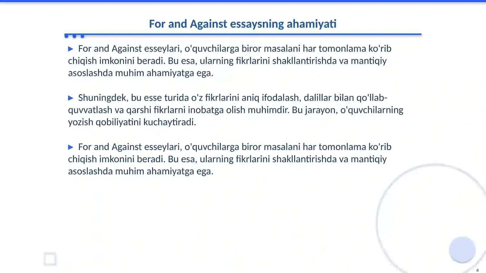 For and Against essays 4